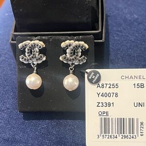 Genuine Chanel pearl drop earrings